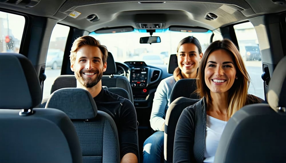 Commuters riding together in an AVR Vanpool vehicle Commuters riding together in an AVR Vanpool vehicle